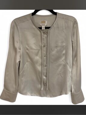 Talbots Petite Pure Silk Blouse in Light Gray